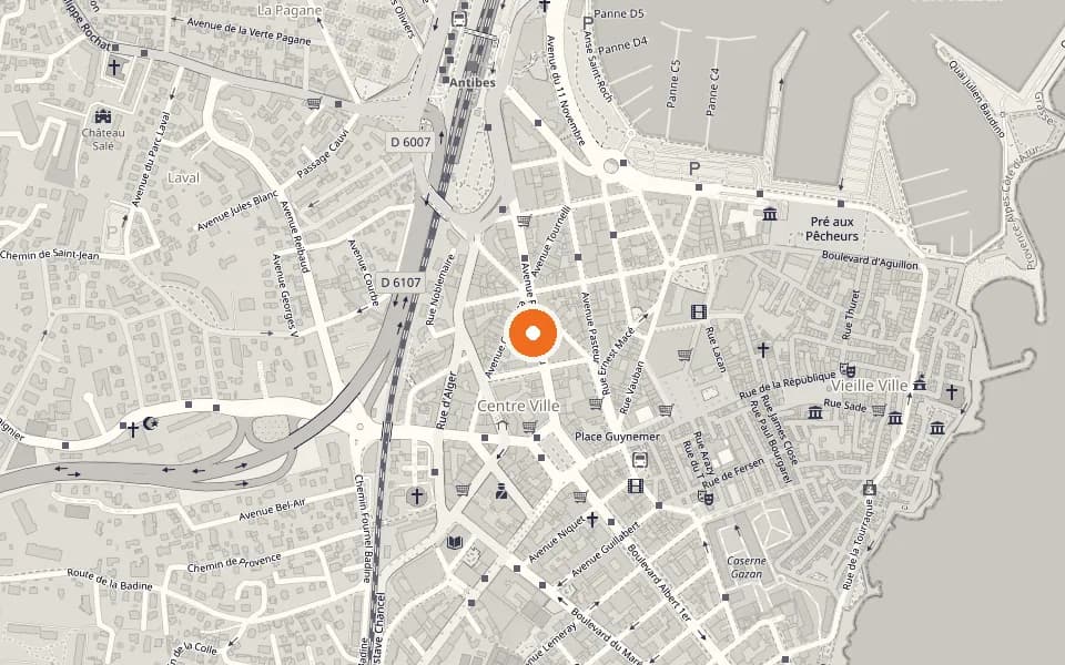 Map of the area around the Antibes office, 15 avenue Robert Soleau