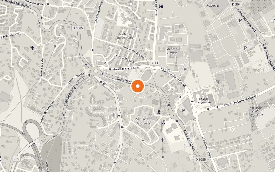 Map of the area around the Grasse office, 28 Route de Cannes